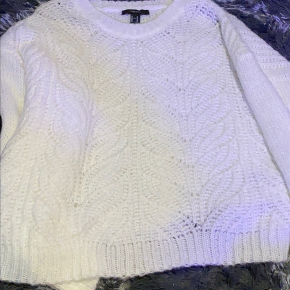white knitted sweater